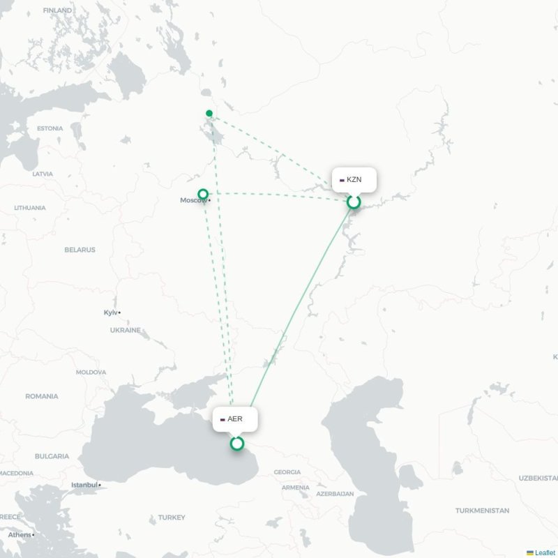 KZN - AER route map