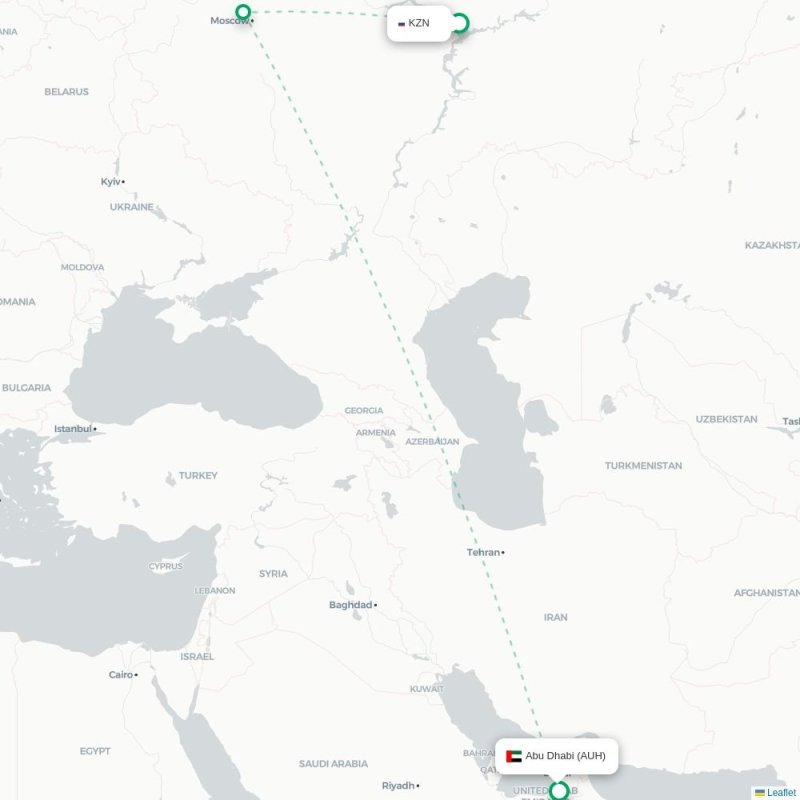 KZN - AUH route map