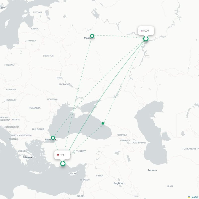 KZN - AYT route map