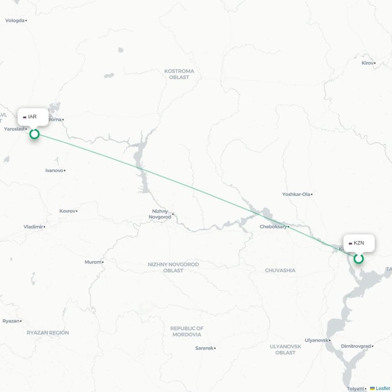 KZN - IAR route map