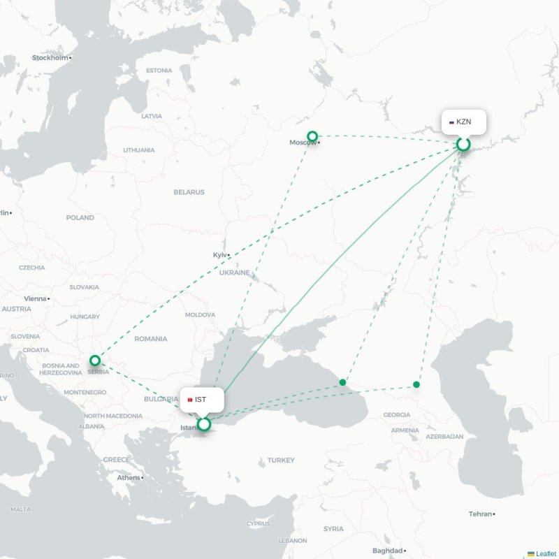 KZN - IST route map