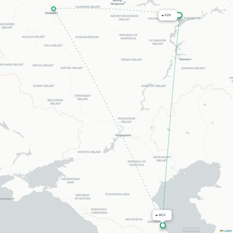 KZN - MCX route map