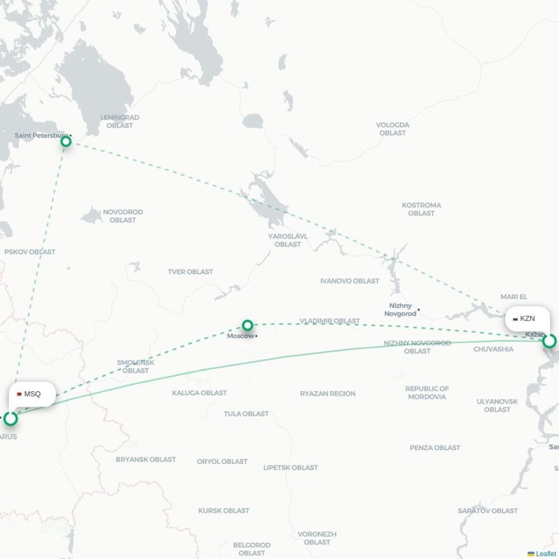 KZN - MSQ route map