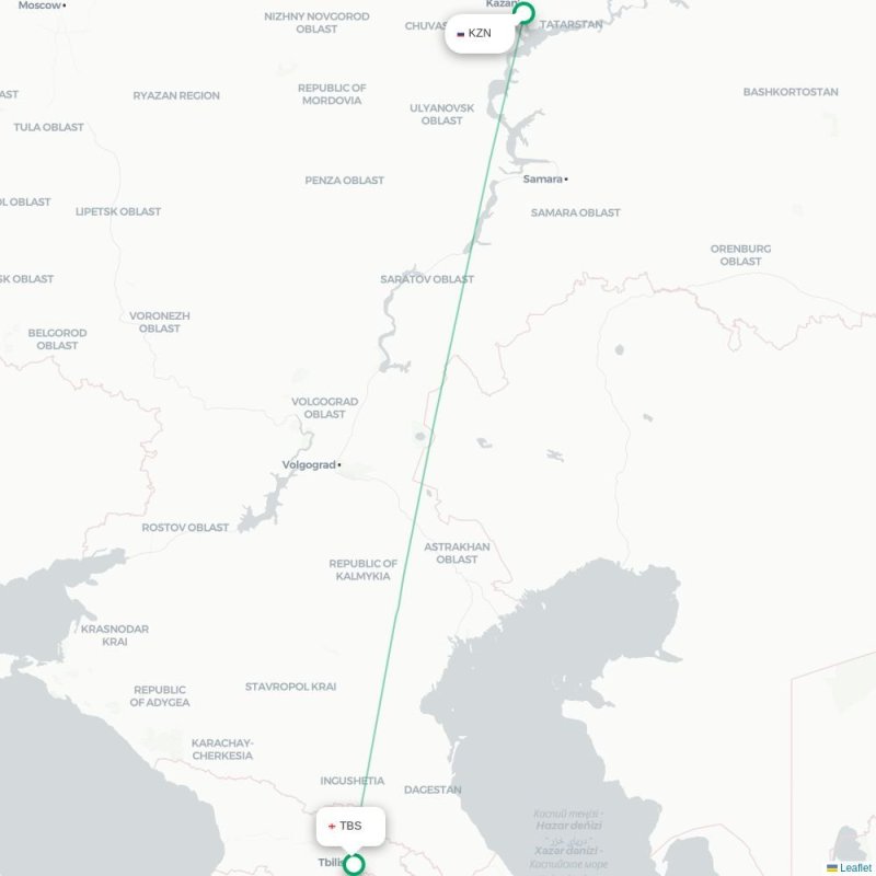 KZN - TBS route map