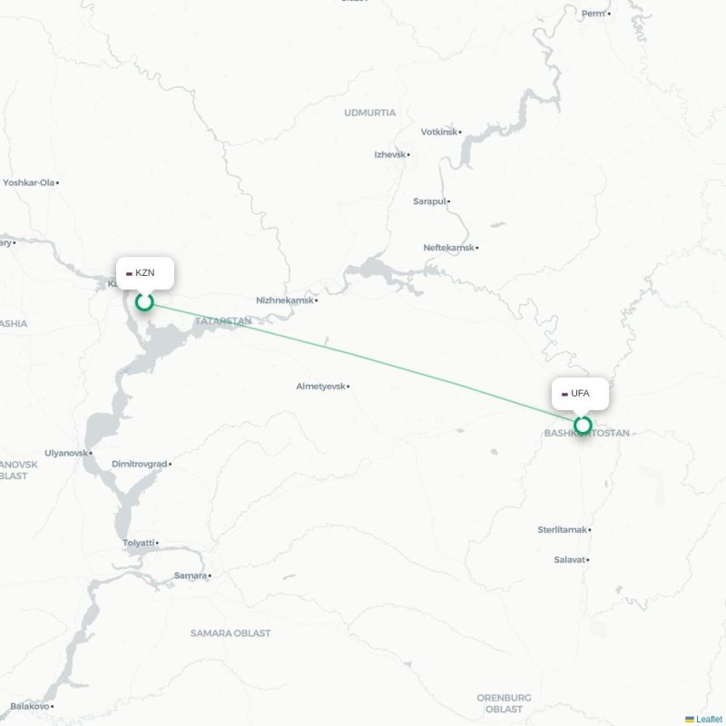 KZN - UFA route map