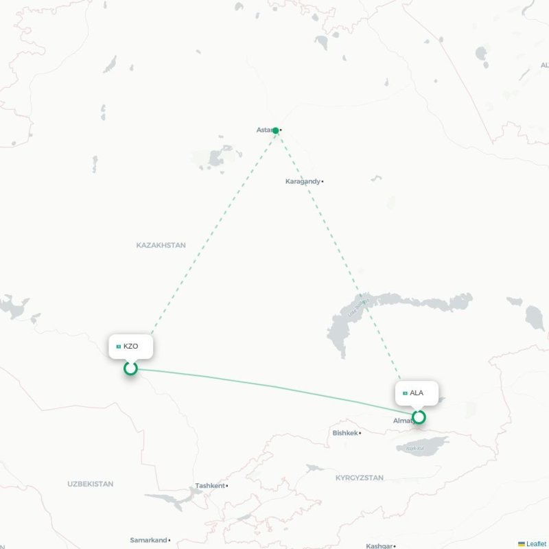KZO - ALA route map