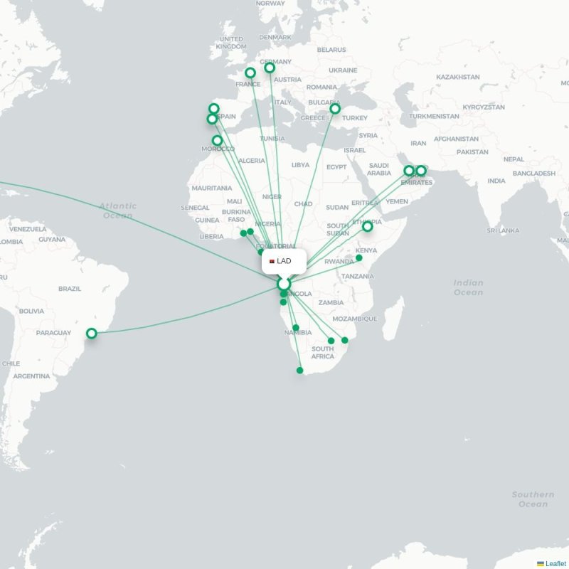 LAD - GRU route map