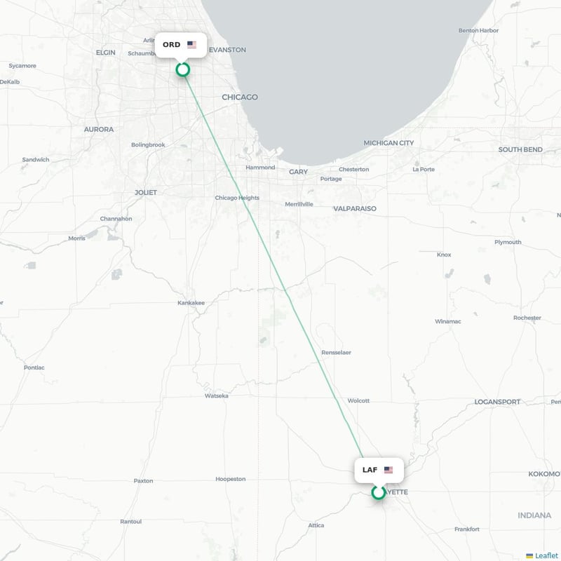 Route map Lafayette  LAF 