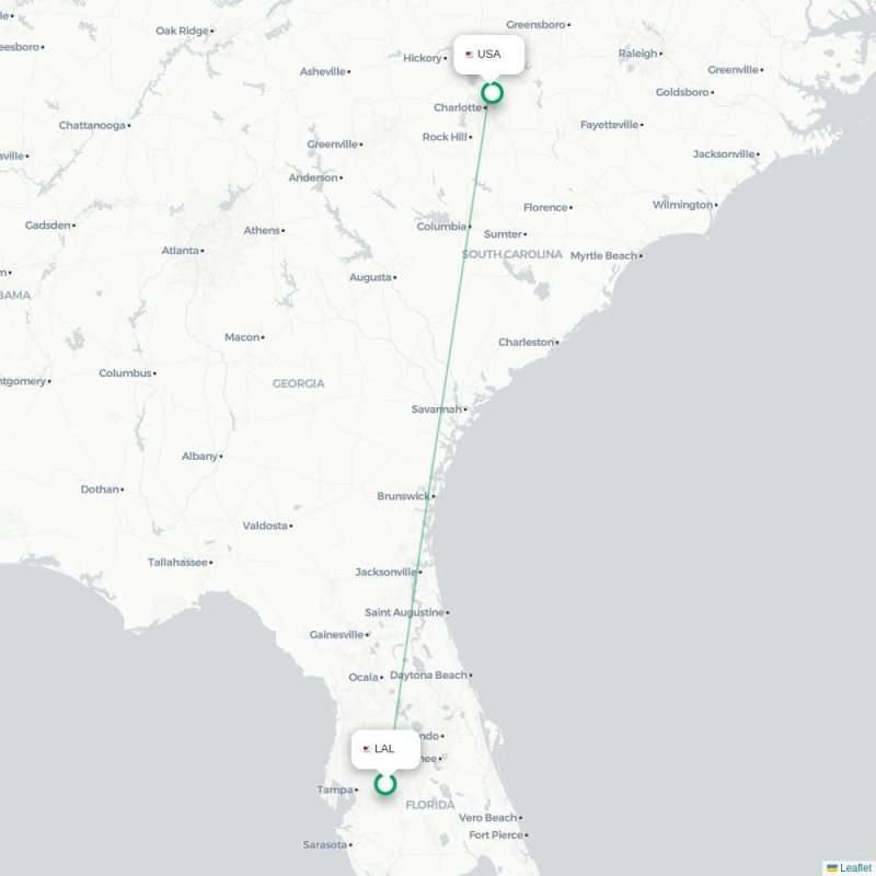 LAL - USA route map