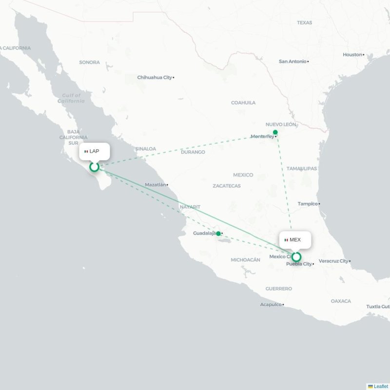 LAP - MEX route map