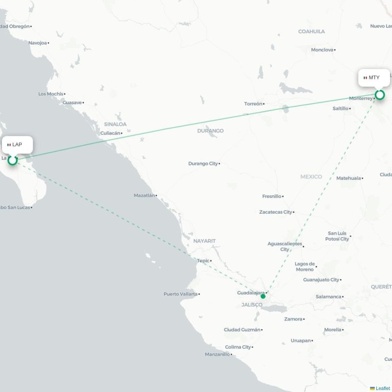 LAP - MTY route map