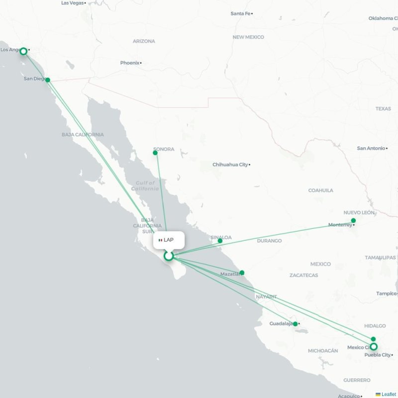 LAP - MZT route map