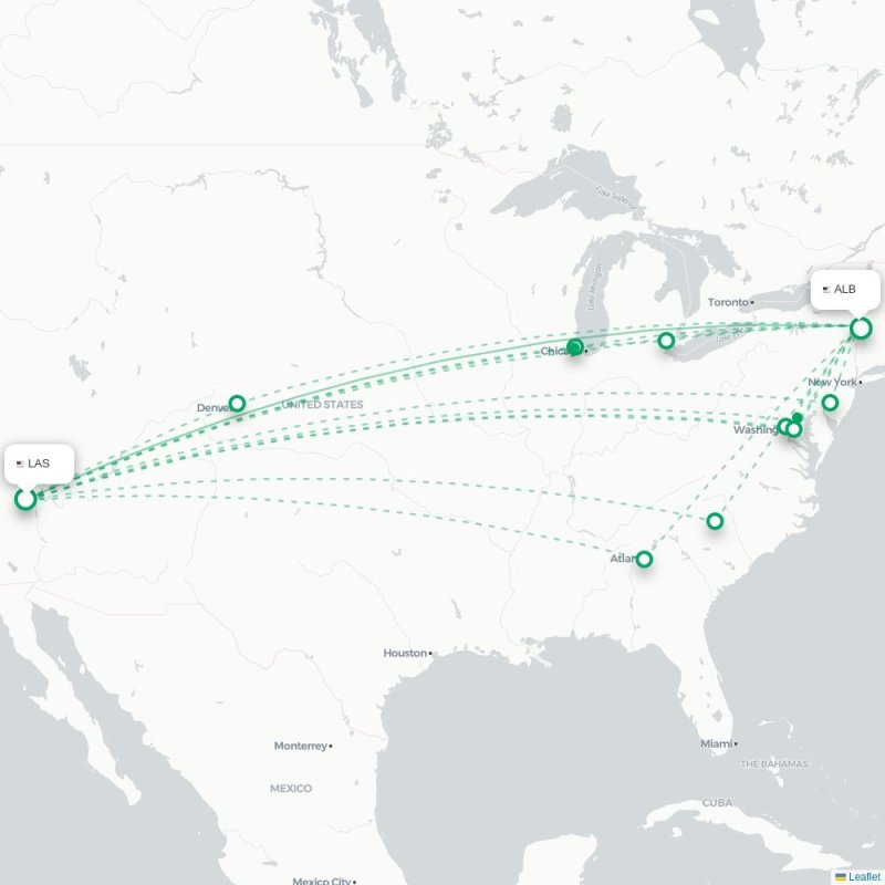 LAS - ALB route map