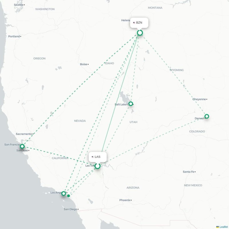 LAS - BZN route map