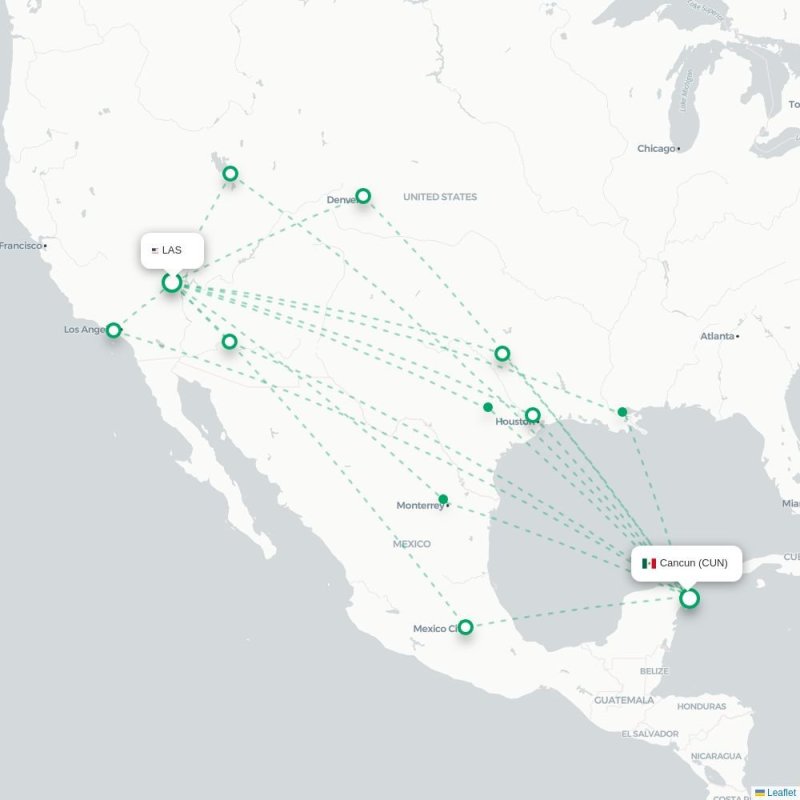 LAS - CUN route map