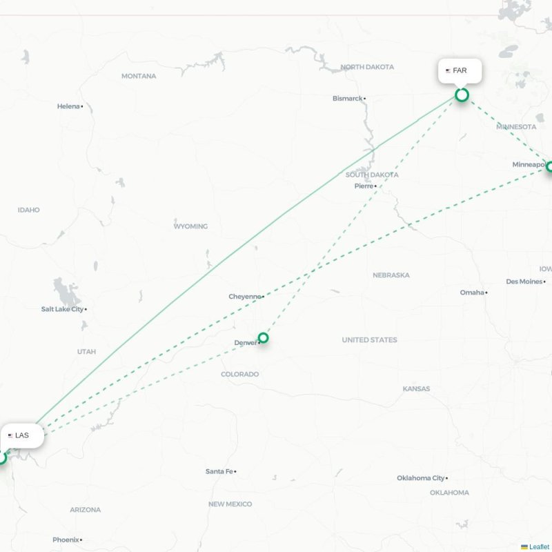 LAS - FAR route map