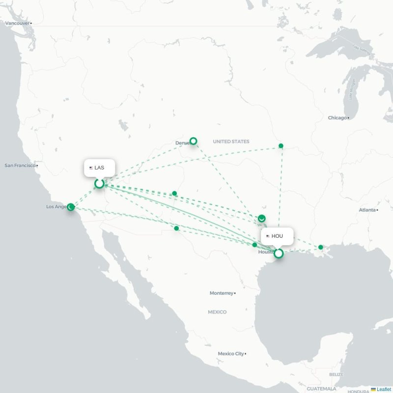 LAS - HOU route map