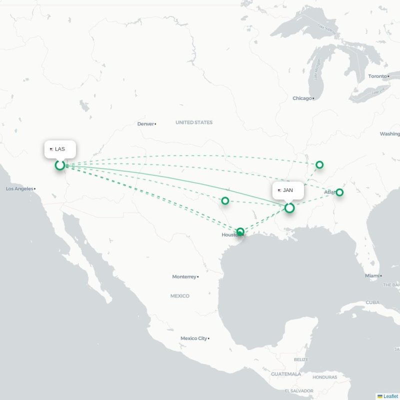 LAS - JAN route map