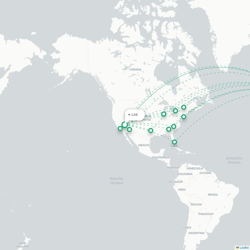 LAS - LHR route map