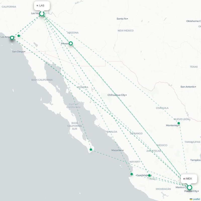 LAS - MEX route map