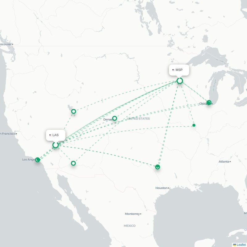 LAS - MSP route map