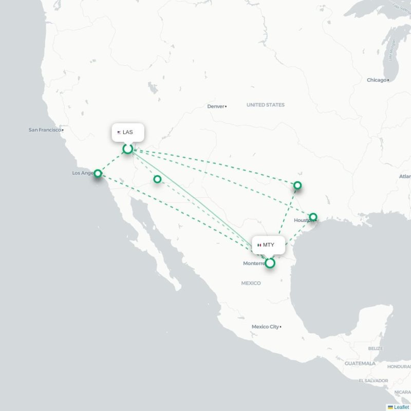 LAS - MTY route map