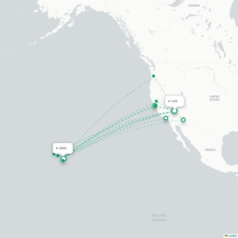 LAS - OGG route map