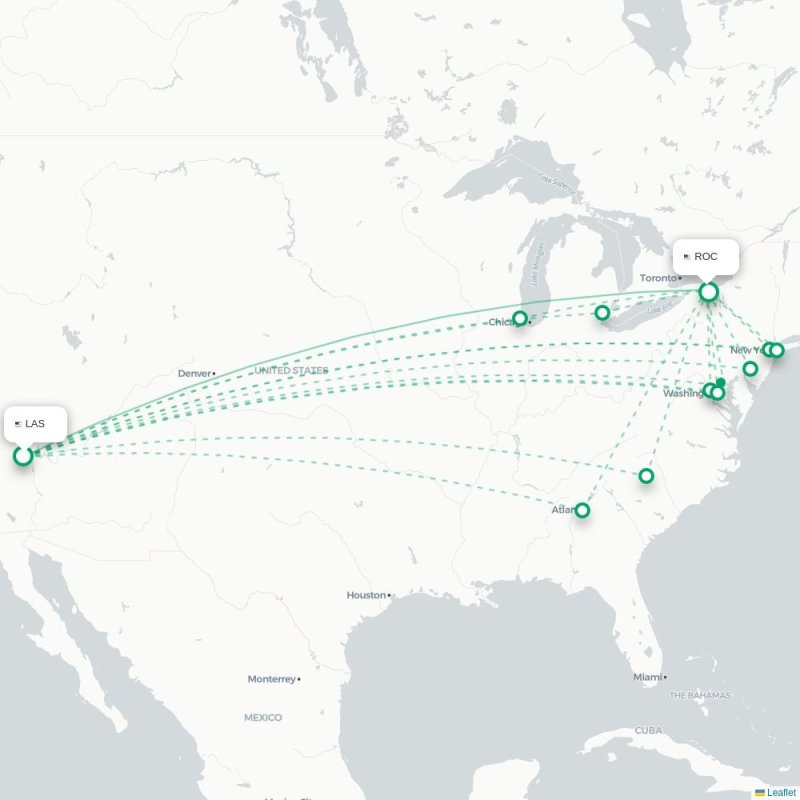 LAS - ROC route map