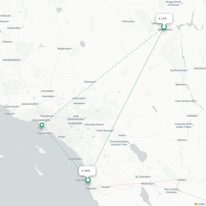 LAS - SAN route map