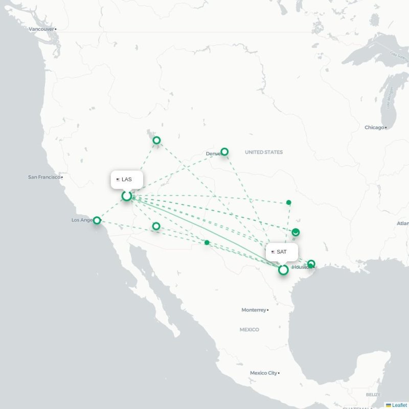 LAS - SAT route map