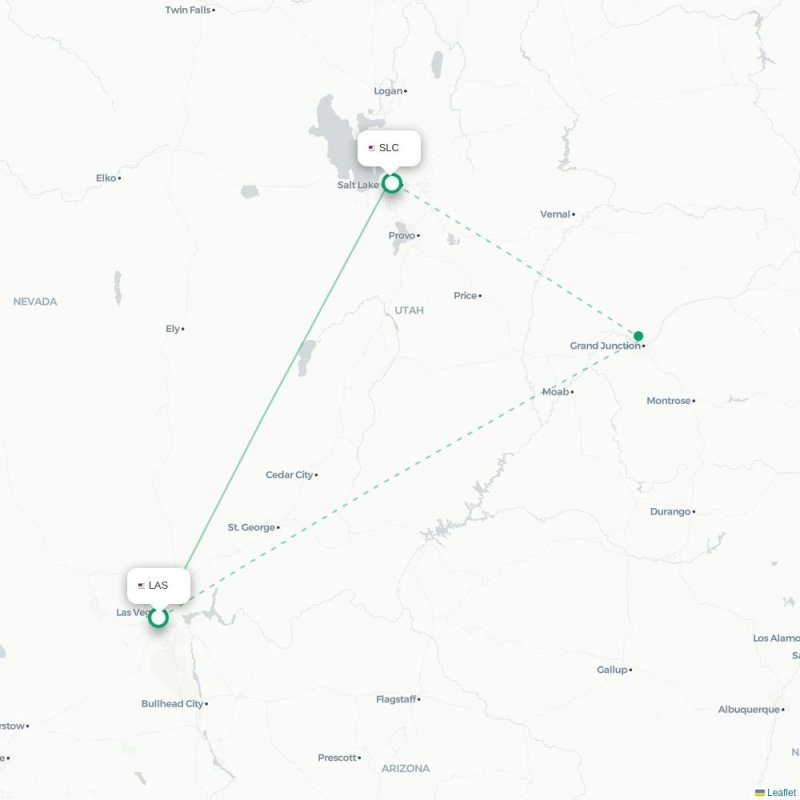 LAS - SLC route map