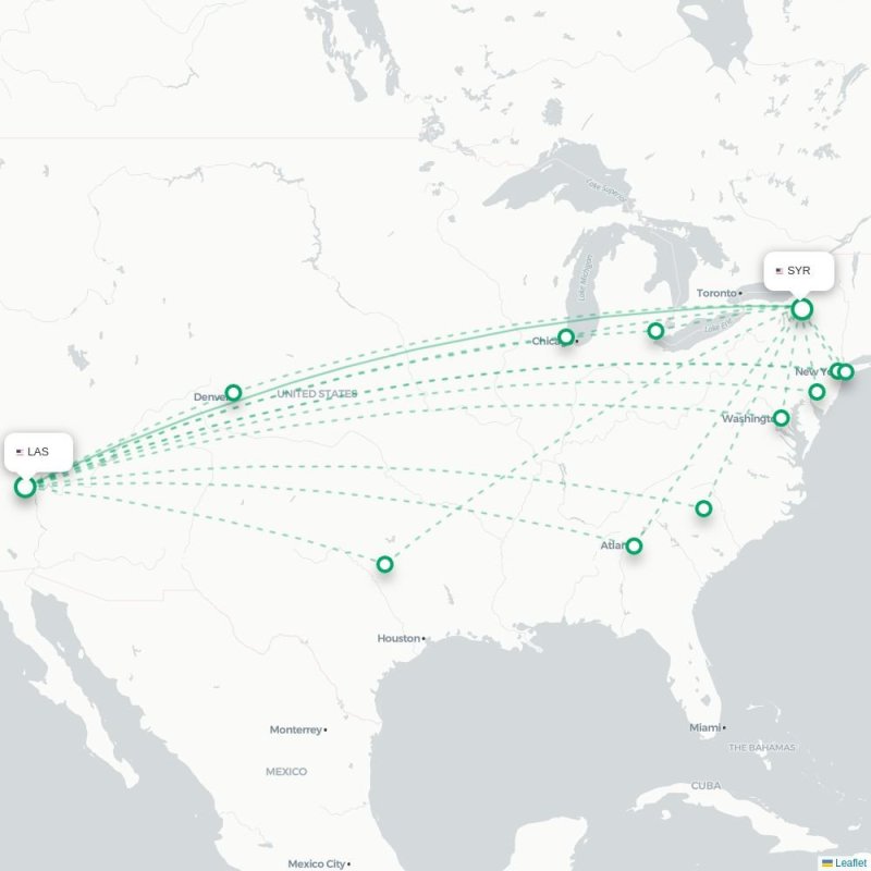 LAS - SYR route map