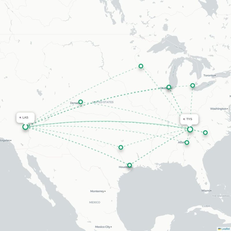 LAS - TYS route map