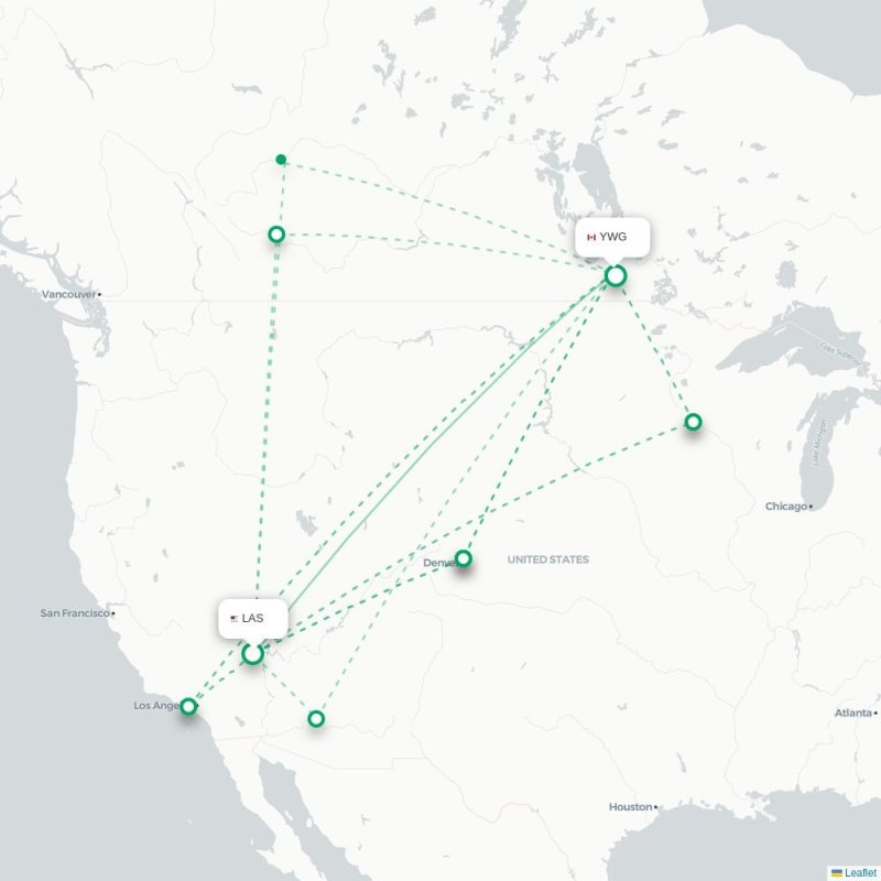 LAS - YWG route map