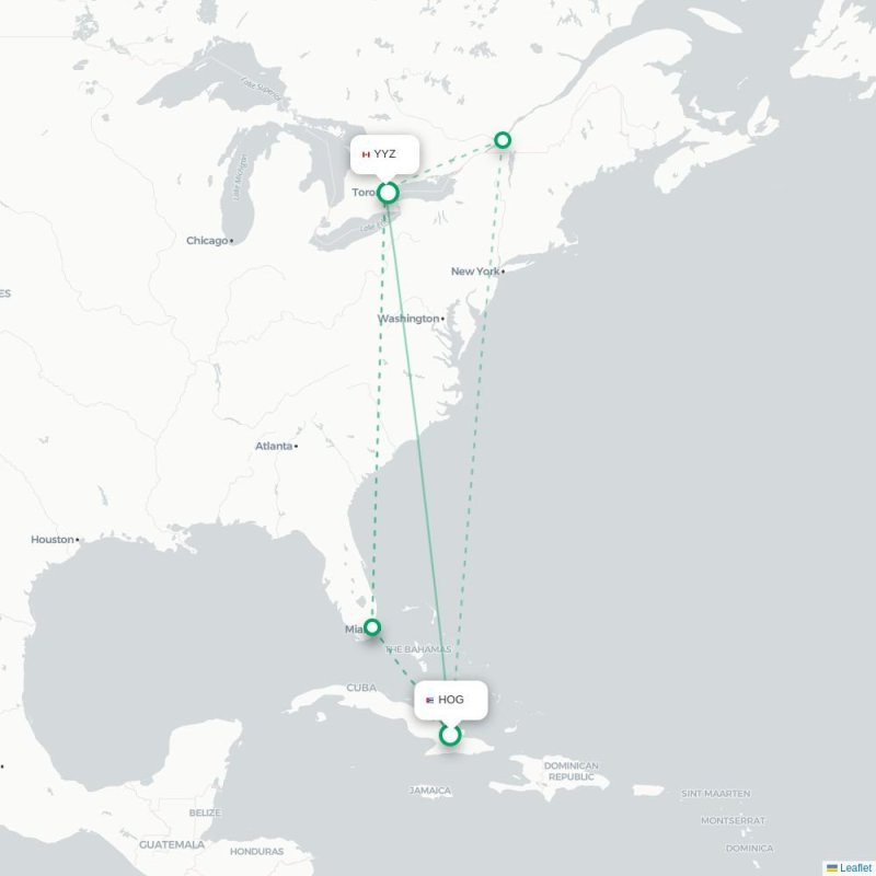 LAS - YYZ route map