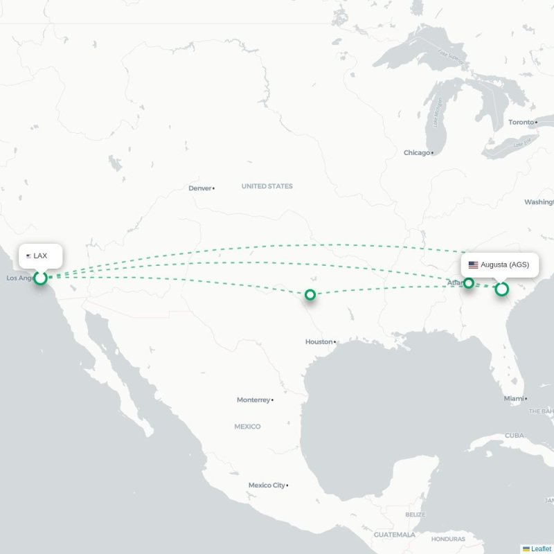 LAX - AGS route map