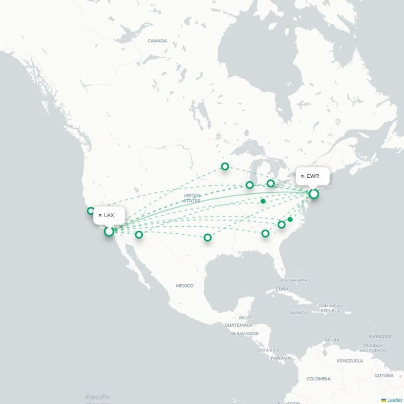 LAX - EWR route map