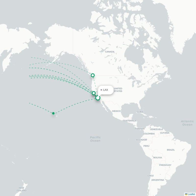 LAX - KIX route map
