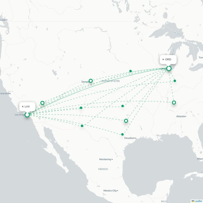LAX - ORD route map