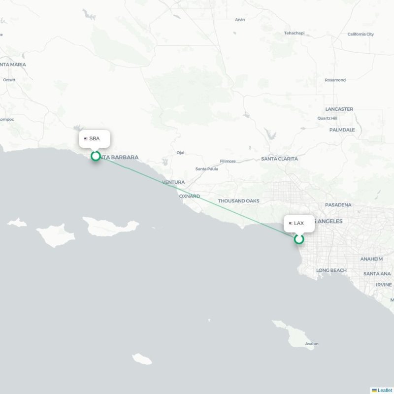 LAX - SBA route map