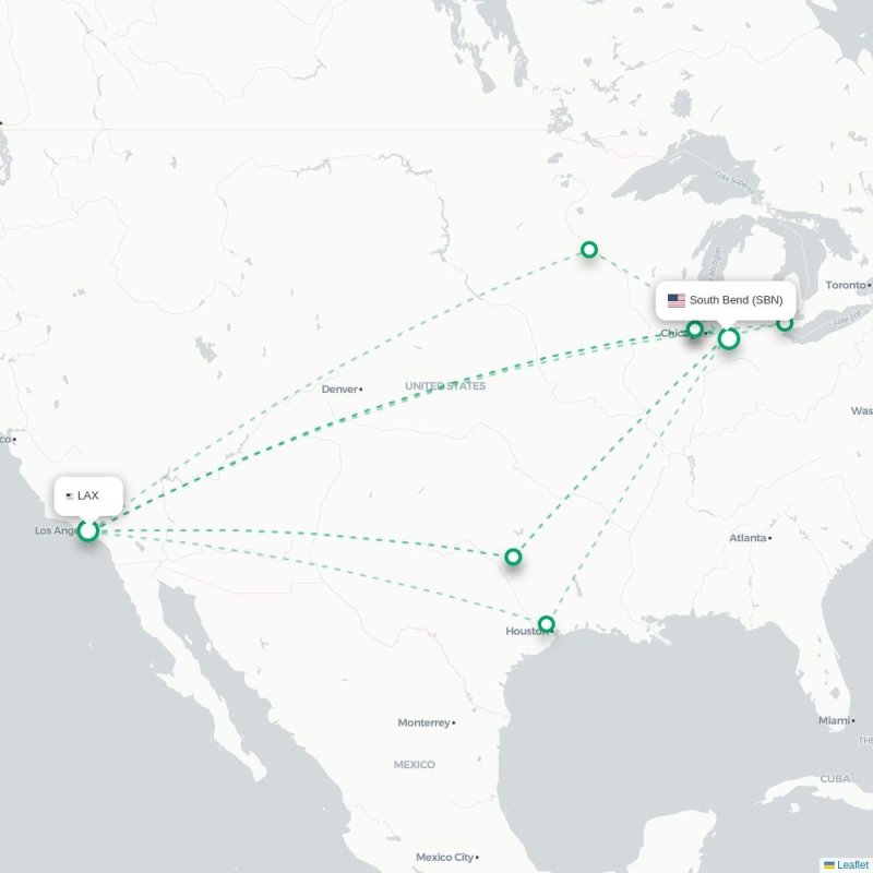 LAX - SBN route map