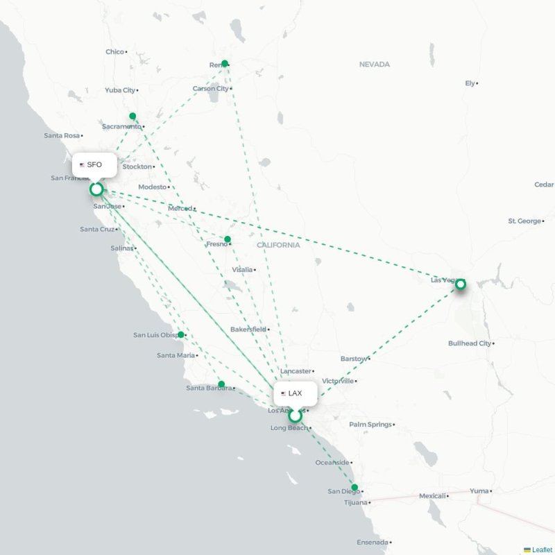 LAX - SFO route map