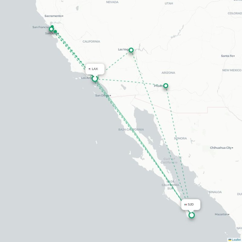 LAX - SJD route map