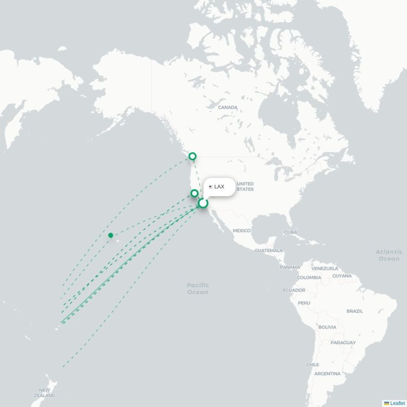 LAX - SYD route map