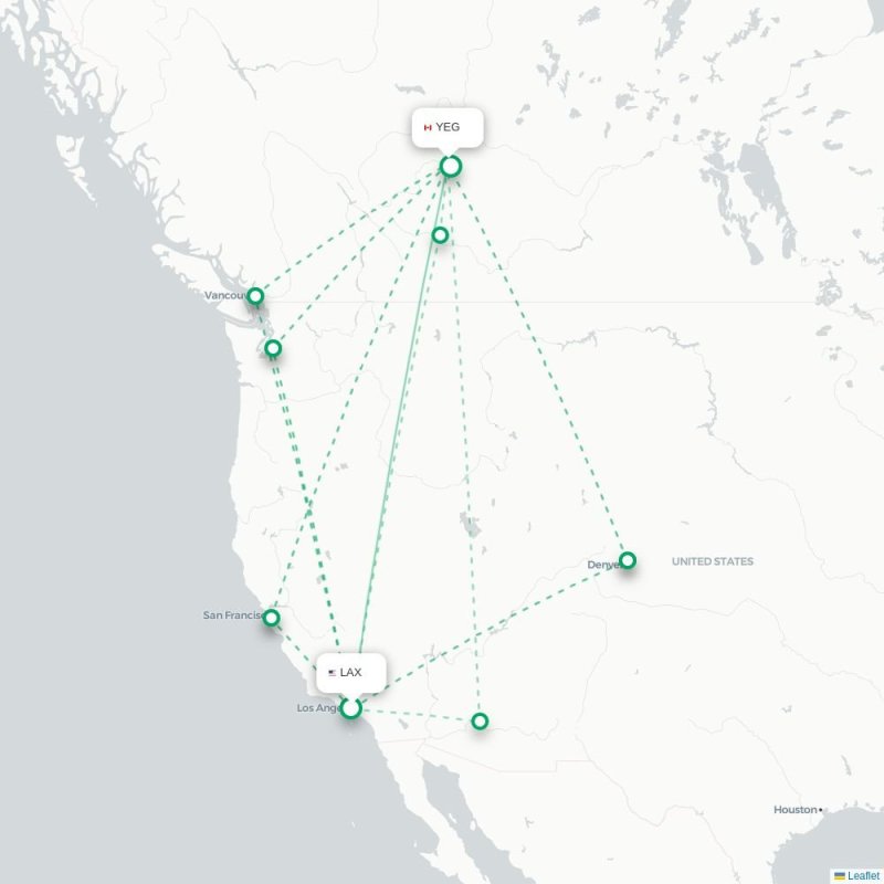 LAX - YEG route map