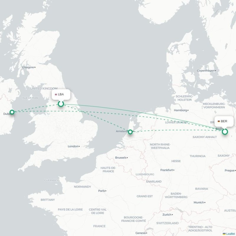 LBA - BER route map