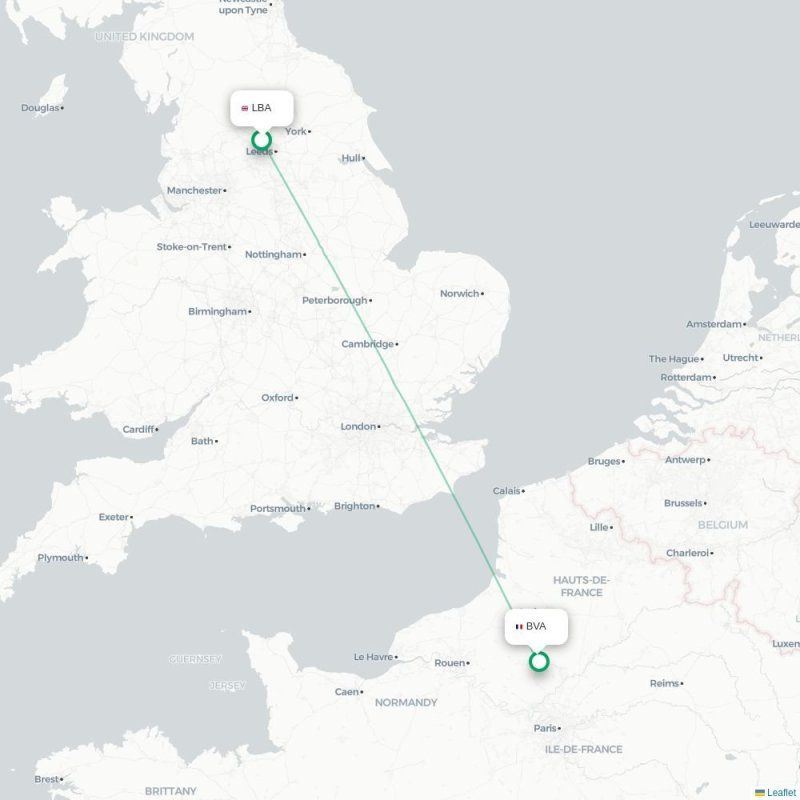 LBA - BVA route map