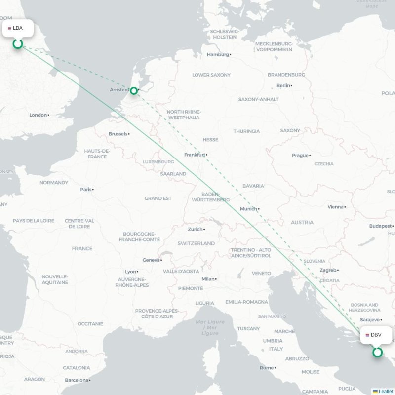 LBA - DBV route map
