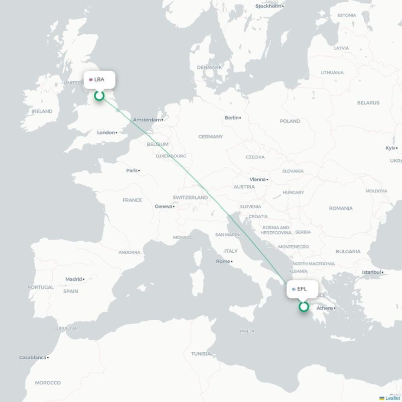 LBA - EFL route map