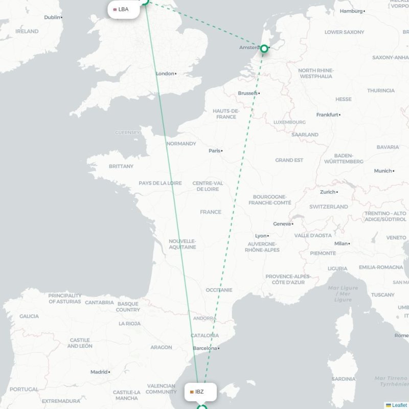 LBA - IBZ route map
